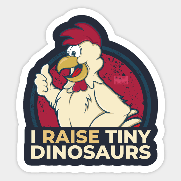 Funny Vintage I Raise Tiny Dinosaurs Rooster Chicken Lovers Sticker by porcodiseno